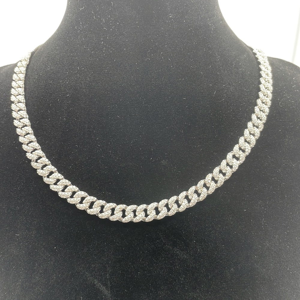 STERLING SILVER MICRO PAVE MIAMI CUBAN LINK ADJUSTABLE NECKLACE